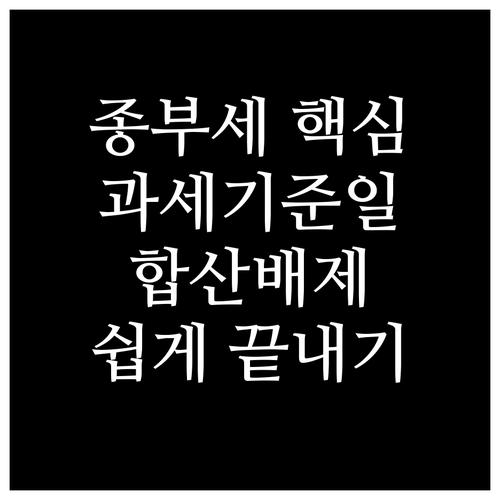 종부세 핵심 정리: 과세기준일, 과세표준, 합산배제 완벽 이해