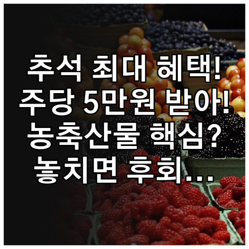 2025년 추석 농축산물 할인 최대 혜택 주당 5만원 받는 방법