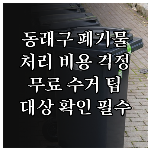 동래구 대형폐기물 처리 비용 걱정? 무료 수거 대상 확인하세요