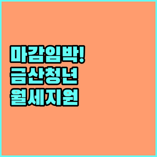 2026년 금산군 청년월세지원 신청 기간 및 접수 방법